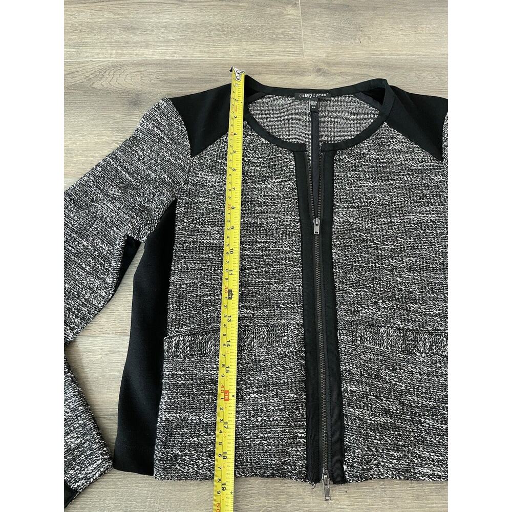 Eileen Fisher Jacket Womens 2P 4P Tweed Blazer PP Gray Black Minimalist - Picture 10 of 16